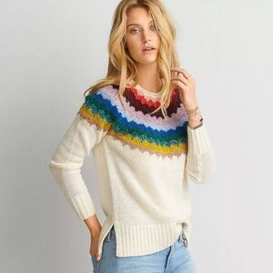 Small American Eagle Colourful Fair Isle Chunky Knit Sweater